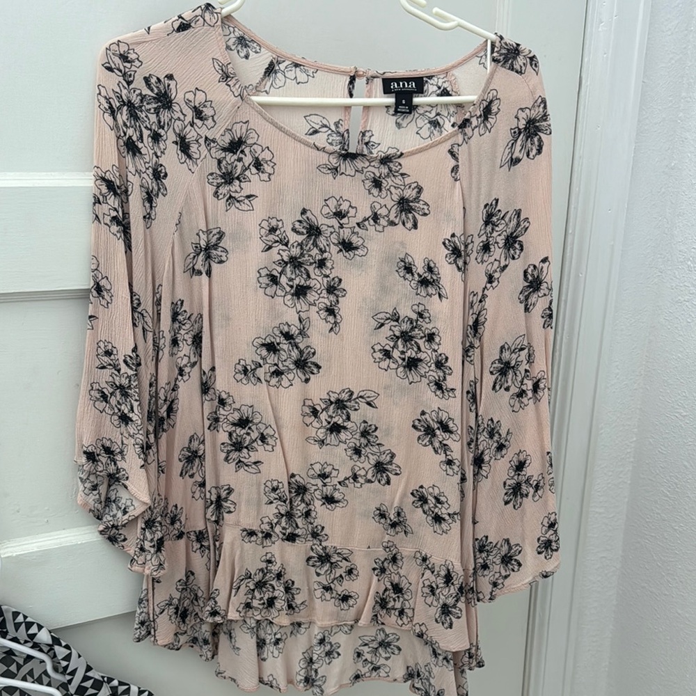 a.n.a Pink Flutter Sleeve Asymmetrical Blouse